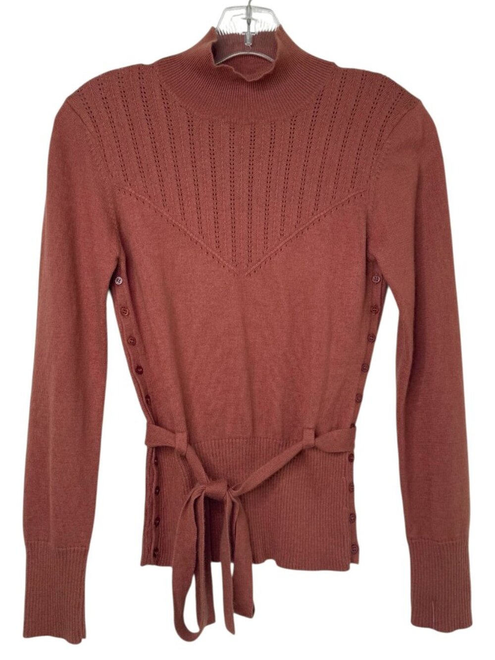 Anthropologie Belted Mock neck Sweater by Moth Size S